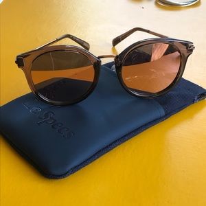 Le Specs Last Dance Mocha Round Mirror Sunglasses